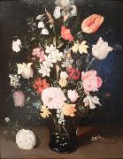 Ambrosius Bosschaert Flowers in a glass vase oil on canvas